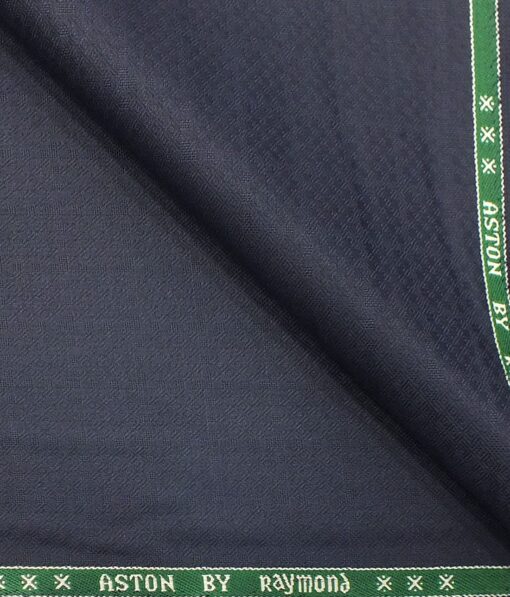 Raymond Dark Royal Blue Structured Trouser Fabric With Exquisite White base Blue Printed Shirt Fabric (Unstitched)