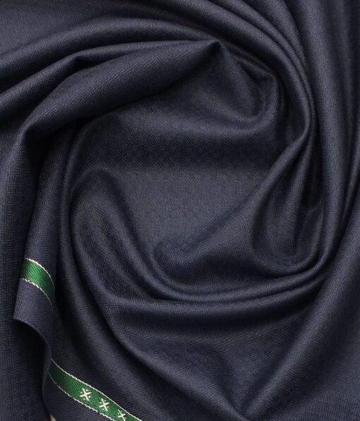Raymond Dark Royal Blue Structured Trouser Fabric With Exquisite White base Blue Printed Shirt Fabric (Unstitched)