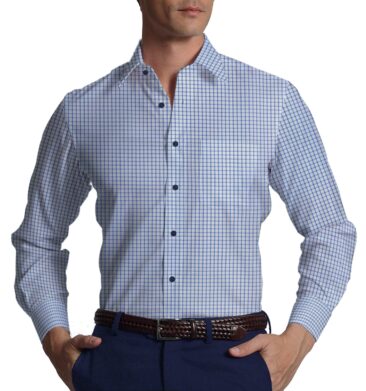 Raymond Royal Blue Structured Trouser Fabric With F.M. Hammerle White base Blue Checks Shirt Fabric (Unstitched)