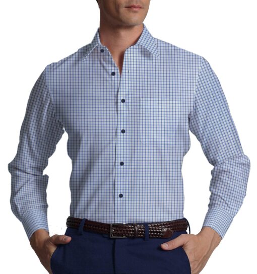Raymond Royal Blue Structured Trouser Fabric With F.M. Hammerle White base Blue Checks Shirt Fabric (Unstitched)