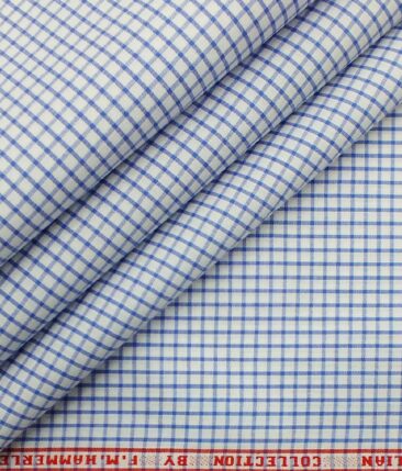 Raymond Royal Blue Structured Trouser Fabric With F.M. Hammerle White base Blue Checks Shirt Fabric (Unstitched)