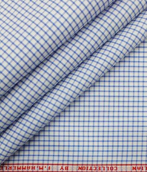Raymond Royal Blue Structured Trouser Fabric With F.M. Hammerle White base Blue Checks Shirt Fabric (Unstitched)