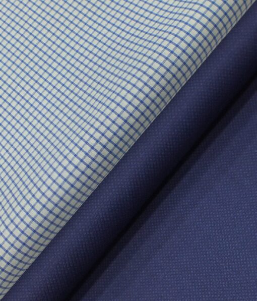 Raymond Royal Blue Structured Trouser Fabric With F.M. Hammerle White base Blue Checks Shirt Fabric (Unstitched)