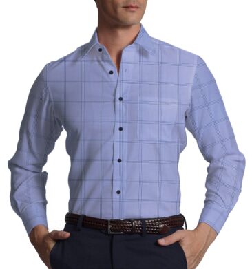 Raymond Dark Royal Blue Structured Trouser Fabric With Monza SkyBlue Broad Checks Shirt Fabric (Unstitched)