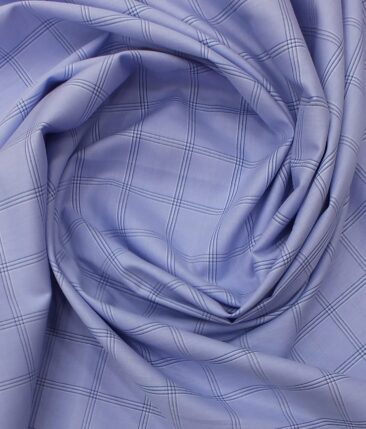 Raymond Dark Royal Blue Structured Trouser Fabric With Monza SkyBlue Broad Checks Shirt Fabric (Unstitched)