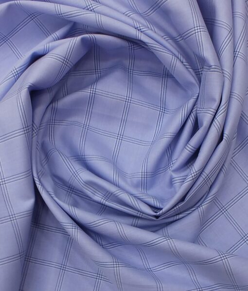 Raymond Dark Royal Blue Structured Trouser Fabric With Monza SkyBlue Broad Checks Shirt Fabric (Unstitched)