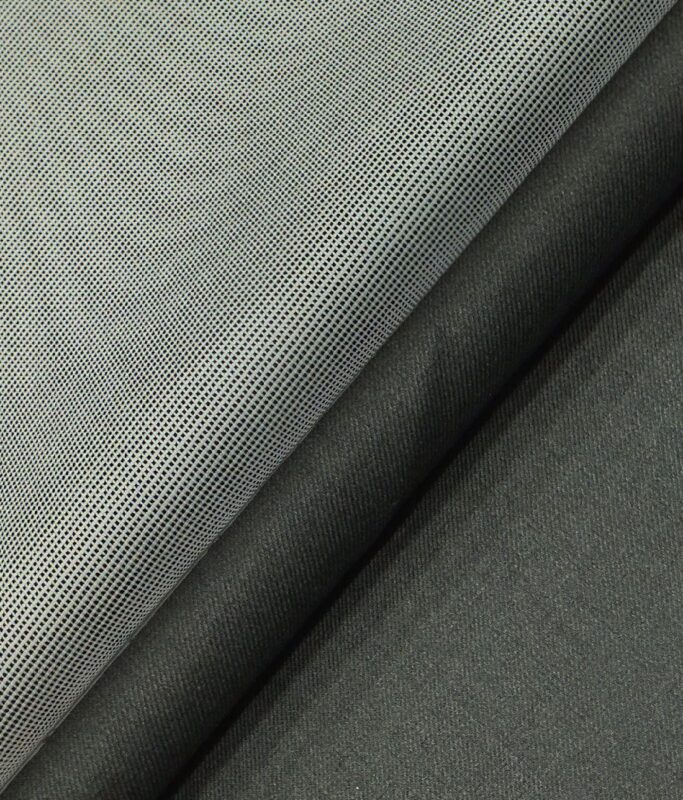 Raymond Worsted Grey Self Design Trouser Fabric With J.hampstead by Siyaram's White & Black Structured Shirt Fabric (Unstitched)