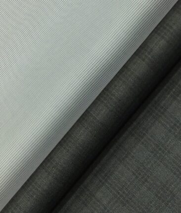 Raymond Grey Self Check Trouser Fabric With J.hampstead by Siyaram's Light Grey Structured Shirt Fabric (Unstitched)