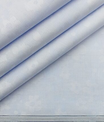 Raymond Dark Blue Checks Trouser Fabric With Nemesis Sky Blue Floral Jacquard Shirt Fabric (Unstitched)
