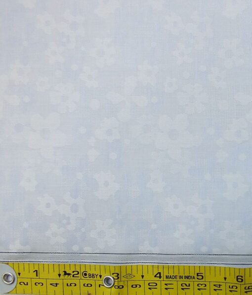 Raymond Dark Blue Checks Trouser Fabric With Nemesis Sky Blue Floral Jacquard Shirt Fabric (Unstitched)