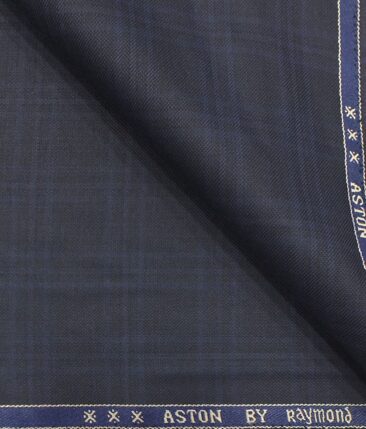 Raymond Dark Blue Checks Trouser Fabric With Nemesis Sky Blue Floral Jacquard Shirt Fabric (Unstitched)