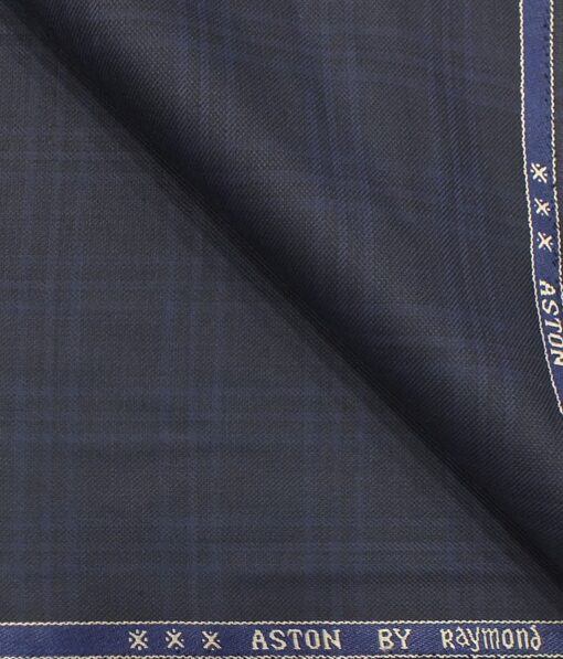 Raymond Dark Blue Checks Trouser Fabric With Nemesis Sky Blue Floral Jacquard Shirt Fabric (Unstitched)