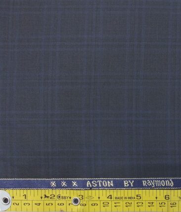Raymond Dark Blue Checks Trouser Fabric With Nemesis Sky Blue Floral Jacquard Shirt Fabric (Unstitched)