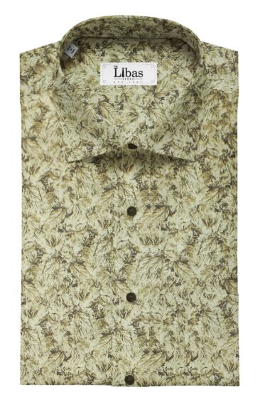 Exquisite Men's Beige & Brown 100% Cotton Floral Printed Shirt Fabric (1.60 M)