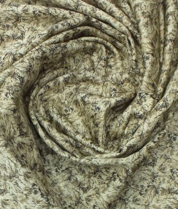 Exquisite Men's Beige & Brown 100% Cotton Floral Printed Shirt Fabric (1.60 M)