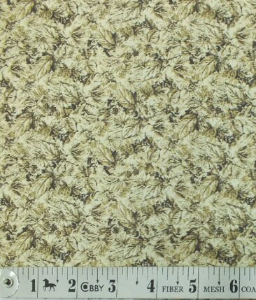Exquisite Men's Beige & Brown 100% Cotton Floral Printed Shirt Fabric (1.60 M)