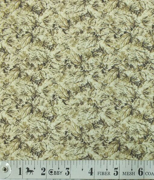 Exquisite Men's Beige & Brown 100% Cotton Floral Printed Shirt Fabric (1.60 M)
