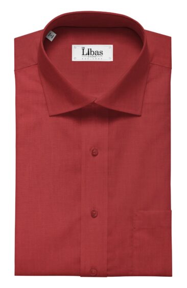 Exquisite Men's Blood Red 100% Cotton Chambray Weave Solid Shirt Fabric (1.60 M)