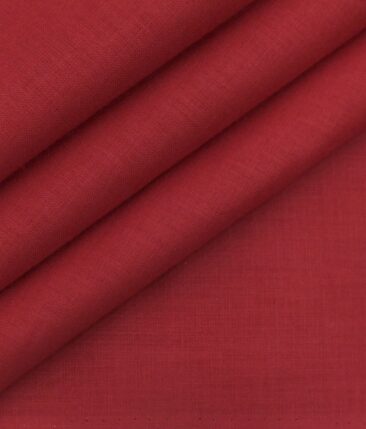 Exquisite Men's Blood Red 100% Cotton Chambray Weave Solid Shirt Fabric (1.60 M)