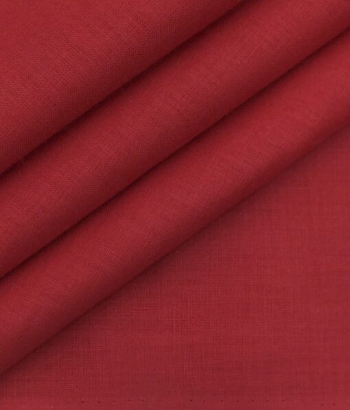 Exquisite Men's Blood Red 100% Cotton Chambray Weave Solid Shirt Fabric (1.60 M)