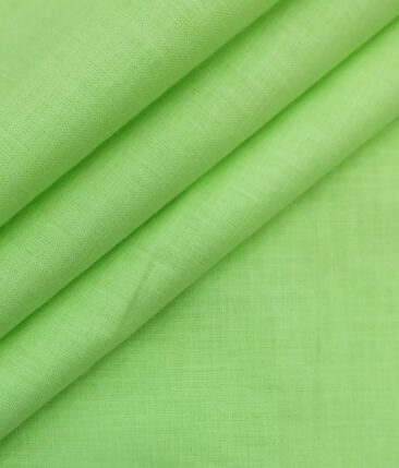 Exquisite Men's Lime Green 100% Cotton Chambray Weave Solid Shirt Fabric (1.60 M)