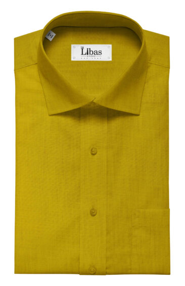 Exquisite Men's Medallion Yellow 100% Cotton Chambray Weave Solid Shirt Fabric (1.60 M)