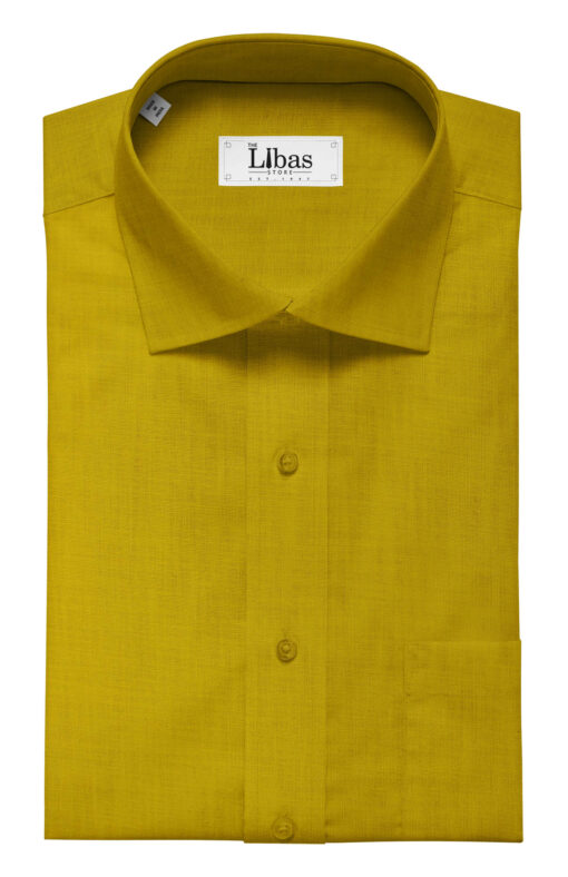 Exquisite Men's Medallion Yellow 100% Cotton Chambray Weave Solid Shirt Fabric (1.60 M)