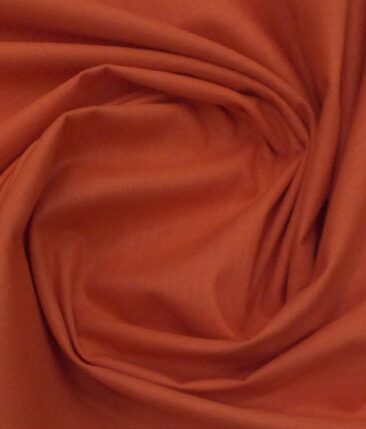 Exquisite Men's Tiger Orange 100% Cotton Chambray Weave Solid Shirt Fabric (1.60 M)