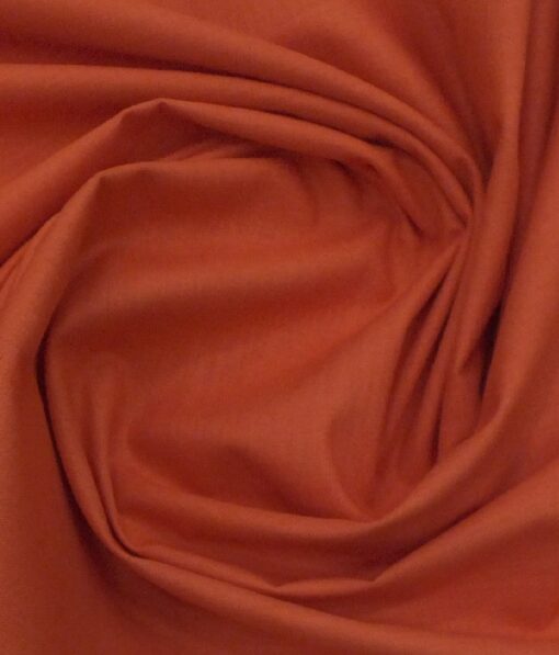 Exquisite Men's Tiger Orange 100% Cotton Chambray Weave Solid Shirt Fabric (1.60 M)