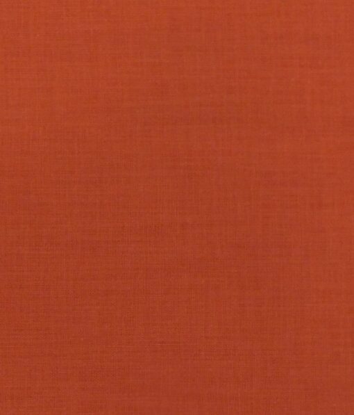Exquisite Men's Tiger Orange 100% Cotton Chambray Weave Solid Shirt Fabric (1.60 M)