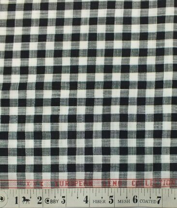 F.M. Hammerle Men's Black & White 100% European Cotton Khadi Look Broad Checks Shirt Fabric (1.60 M)