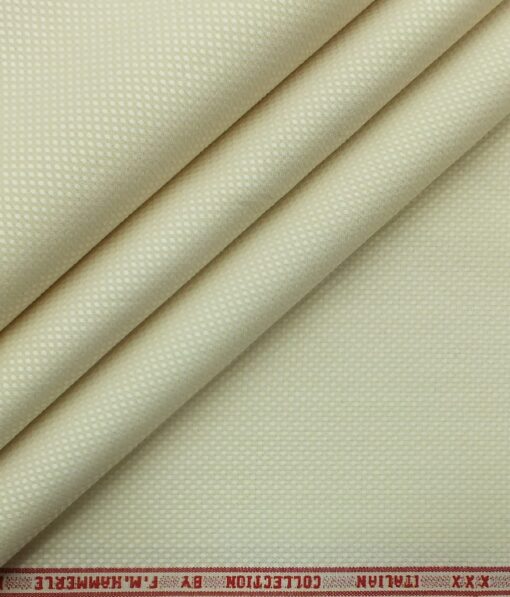 F.M. Hammerle Men's Creamish Beige 100% Egyptian Cotton Structured Shirt Fabric (1.60 M)
