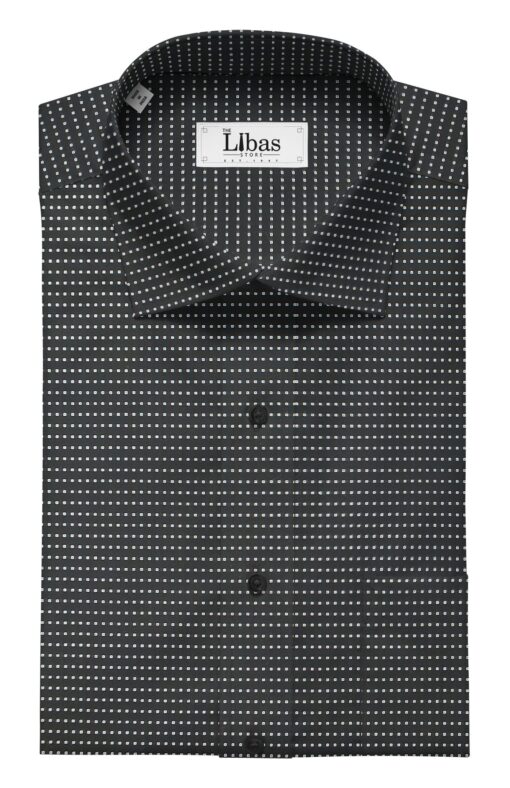 F.M. Hammerle Men's Black & White 100% Giza Cotton Dobby Shirt Fabric (1.60 M)