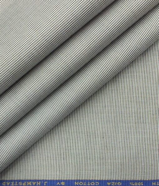 J.Hampstead by Siyaram's Men's Light Grey & Black 100% Giza Cotton Pin-Point Oxford Weave Shirt Fabric (1.60 M)