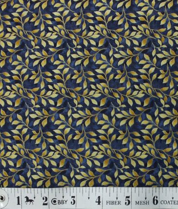 J.Hampstead by Siyaram's Men's Dark Blue & Yellow 100% Cotton Floral  Printed Shirt Fabric (1.60 M)