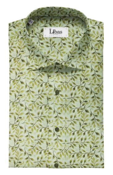 J.Hampstead by Siyaram's Men's Light Pistachious Beige & Green 100% Cotton Floral Printed Shirt Fabric (1.60 M)