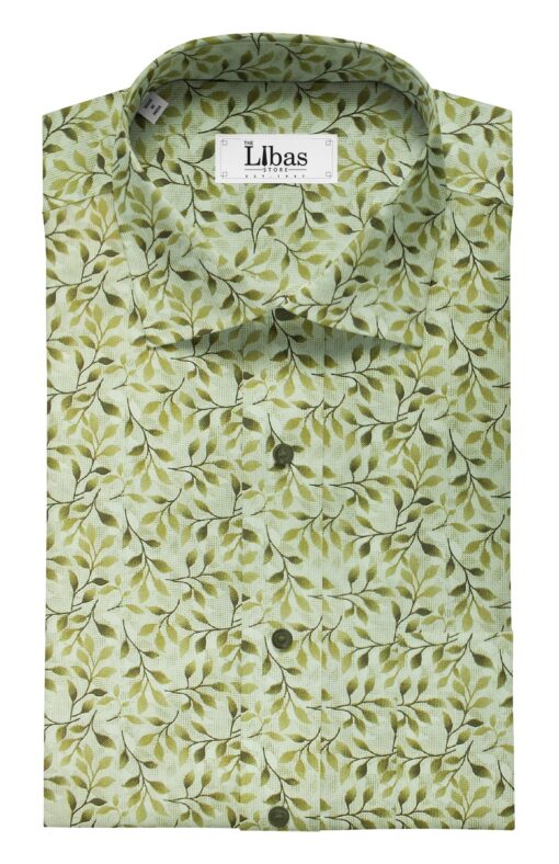 J.Hampstead by Siyaram's Men's Light Pistachious Beige & Green 100% Cotton Floral Printed Shirt Fabric (1.60 M)