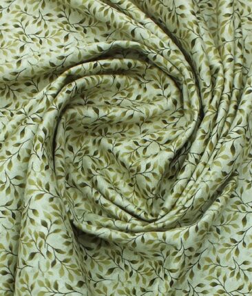 J.Hampstead by Siyaram's Men's Light Pistachious Beige & Green 100% Cotton Floral Printed Shirt Fabric (1.60 M)