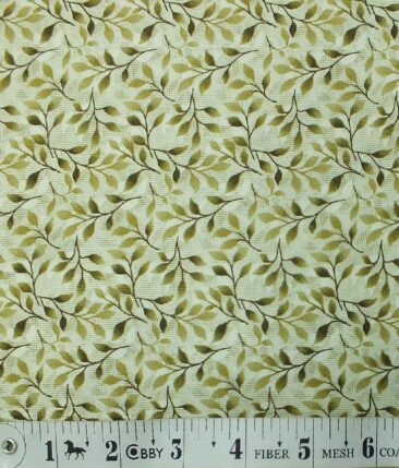 J.Hampstead by Siyaram's Men's Light Pistachious Beige & Green 100% Cotton Floral Printed Shirt Fabric (1.60 M)