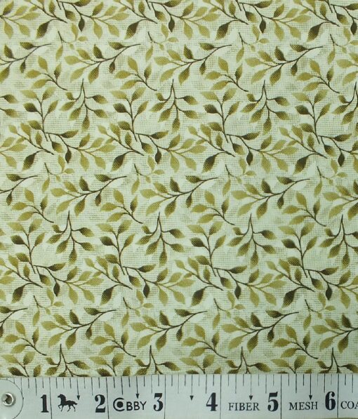 J.Hampstead by Siyaram's Men's Light Pistachious Beige & Green 100% Cotton Floral Printed Shirt Fabric (1.60 M)