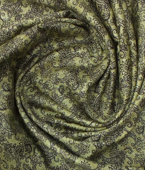 J.Hampstead by Siyaram's Men's Medium Brown 100% Cotton Damask Print Shirt Fabric (1.60 M)