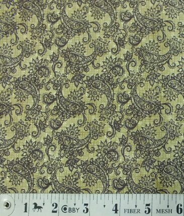 J.Hampstead by Siyaram's Men's Medium Brown 100% Cotton Damask Print Shirt Fabric (1.60 M)