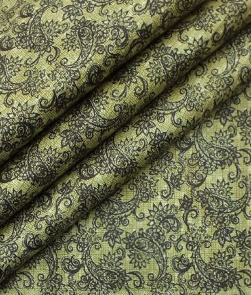 J.Hampstead by Siyaram's Men's Medium Brown 100% Cotton Damask Print Shirt Fabric (1.60 M)