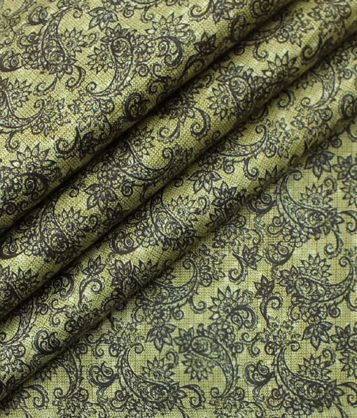 J.Hampstead by Siyaram's Men's Medium Brown 100% Cotton Damask Print Shirt Fabric (1.60 M)