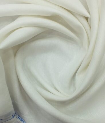 J.hampstead by Siyaram's White 100% Super Fine Pure Linen 60 LEA Self Design Shirt Fabric (1.60 M)