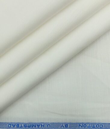 J.Hampstead by Siyaram's Men's White Silk Look 50% Cotton + 50% Linen 60 LEA White Solid Shirt Fabric (1.60 M)