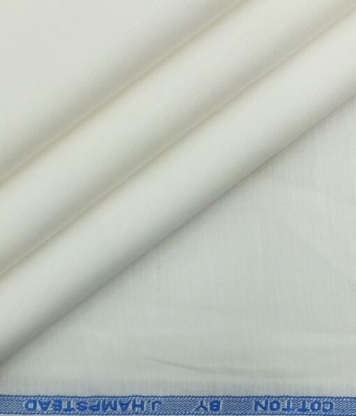 J.Hampstead by Siyaram's Men's White Silk Look 50% Cotton + 50% Linen 60 LEA White Solid Shirt Fabric (1.60 M)