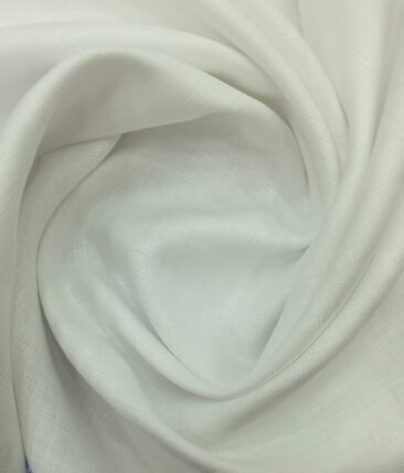 J.hampstead by Siyaram's White 100% Pure Linen 60 LEA Self Design Structured Shirt Fabric (1.60 M)