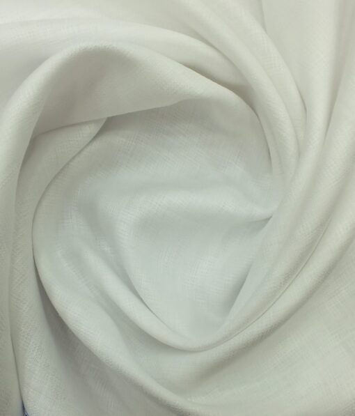 J.hampstead by Siyaram's White 100% Pure Linen 60 LEA Self Design Structured Shirt Fabric (1.60 M)
