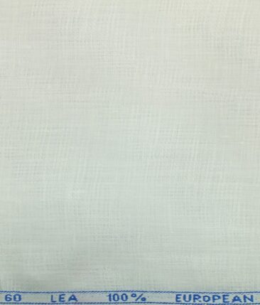 J.hampstead by Siyaram's White 100% Pure Linen 60 LEA Self Design Structured Shirt Fabric (1.60 M)